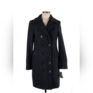 $400 NWT Michael Kors Double Breasted Derby Wool Pea Coat Women's 10 Herringbone